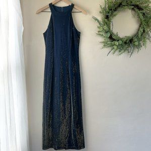 Vintage All That Jazz Blue Shimmery Halter Dress